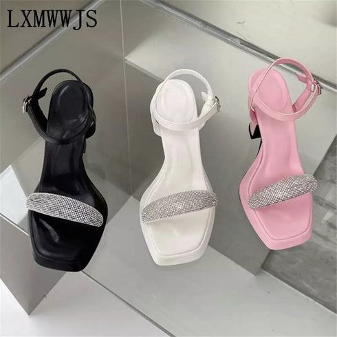 Square Toe Muller Rhinestone Sexy Heel